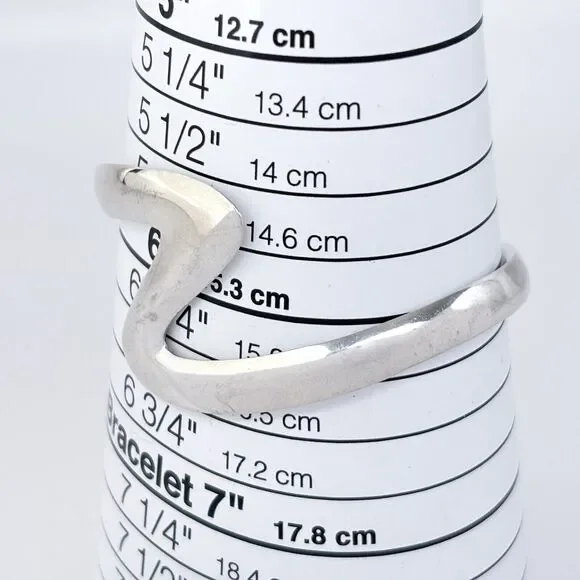 Vintage OuiSi Mexico Taxco TS-01 Sterling Silver 925 Zigzag Cuff Bracelet 6" - Picture 7 of 10